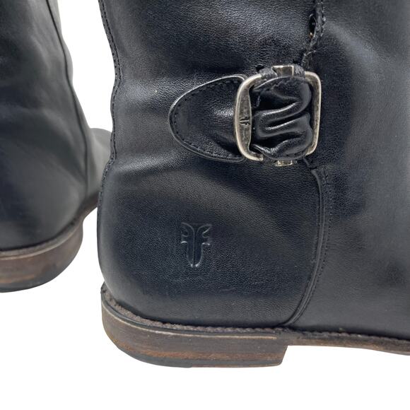 Frye Paige Tall Buckle Boots - Black Leather - Riding - Size 6.5 - Picture 7 of 11